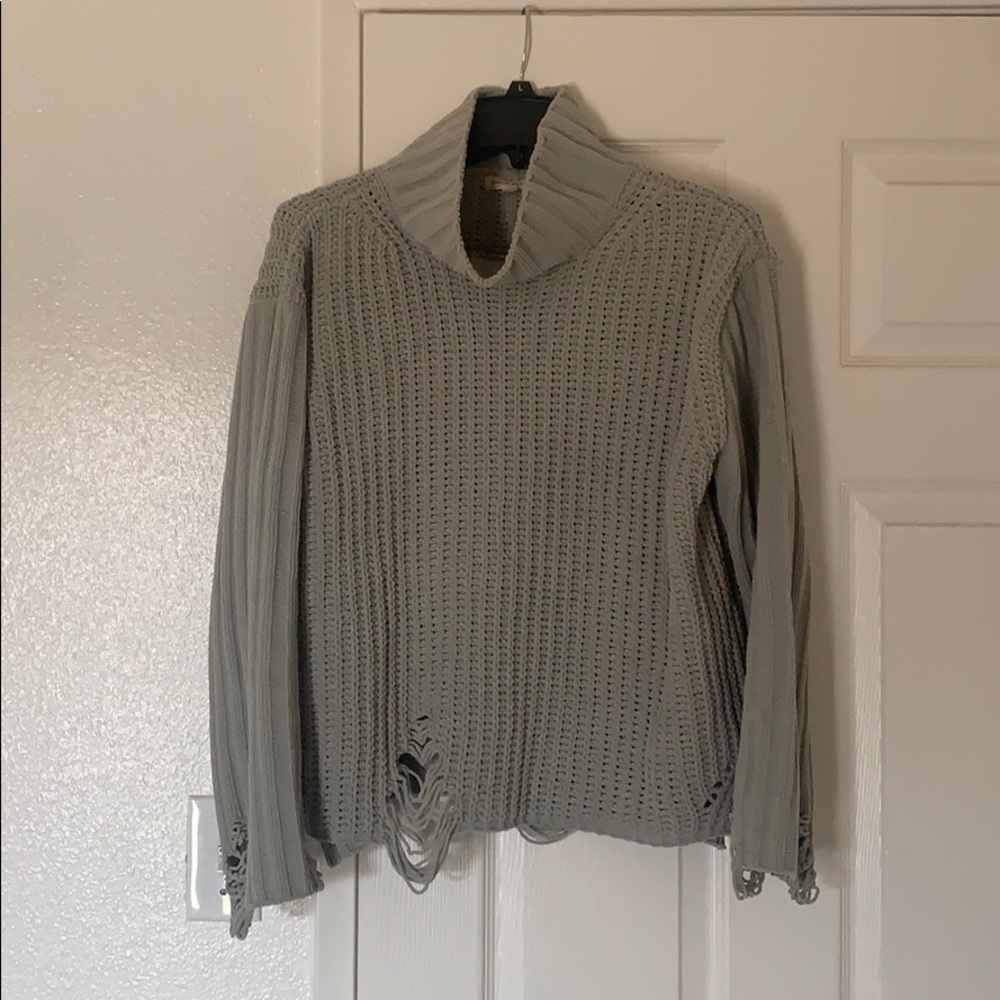 Shop Stevie mint meaghan distressed sweater